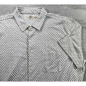 Faherty Polo Shirt Mens XXL Trim White/Gray Fish Scale Print Golf Cotton Stretch